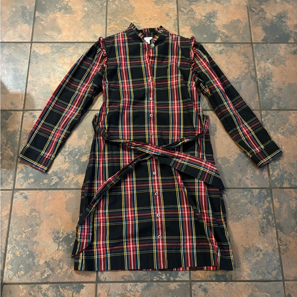 🔴J. Crew Multicolor Plaid Long Sleeve Dress
